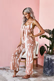 Spaghetti Strap Tie Dye Baggy Long Pants Romper