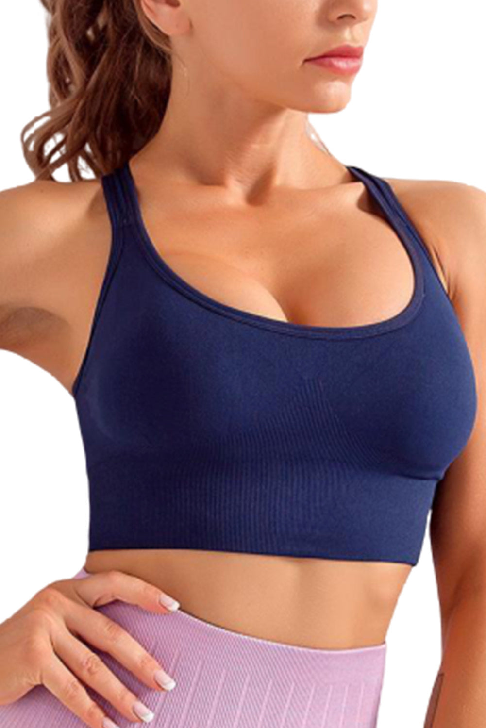 Padded Support Fitness Solid Color Sport Bra