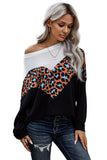 Colorblock Leopard Patchwork Knit Top