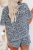 Leopard Print Rolled Sleeve Short Lounge Set