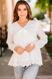 Broderie Angalise Ruffle Trim Babydoll Blouse