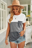 Colorblock Pocketed Cap Sleeve Top