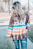 Tie-dyed Print Crew Neck Pullover Sweatshirt with Pocket