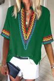 Ethnic Colorblock Short Sleeves Top