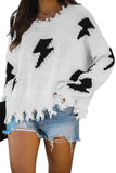 Distressed Knit Bolt Sweater