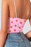 Cherry Print Crop Spaghetti Straps Camisole