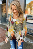 Square Neck Mixed Print Blouse