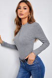 Gray Zipper Slim-fit Long Sleeve Top