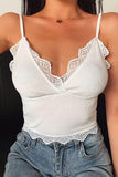 Lace Trim Ribbed Cami Top