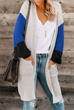 Cotton-blend Pocketed Colorblock Cardigan