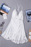 Lace Splicing Criss Cross Lace-up V Neck Cami Dress
