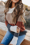 Block Knitted O-neck Pullover Sweater