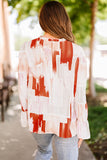 Multicolor Brushstroke Printed Smocking Blouse
