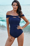 Criss Cross Off Shoulder Ruched One-piece Swimwear