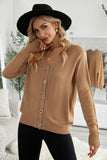 Khaki V Neck Lace Splicing Buttoned Cardigan
