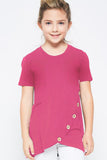 Buttoned Arched Hem Girls T-shirt