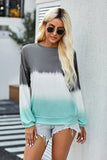 Multicolour Color Block Tie Dye Pullover Sweatshirt