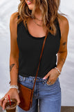 Plain Waffle Knit U Neck Tank Top