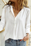 Button V Neck Single-Breasted Blouse