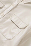 Flip Breast Pocket Tied Waist PU Jacket