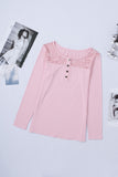 Lace Splicing Buttoned Long Sleeve Top