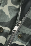 Camouflage Cinched Zipper Snaps Hooded Vest