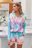 Dip Dye Hooded Lounge Sweatshirt Shorts Set