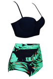 Push Up Floral Print High Waist Plus Size Bikini