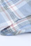 color Plaid Print Pocket Drawstring Hooded Jacket