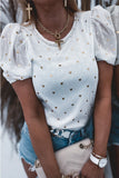 Dotted Heart Print Puff Sleeve Top