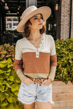 Striped Color Block Henley Top