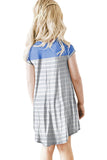 Colorblock Patchwork Striped Girls’ Dress