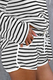 Striped Lounge Long Sleeves Shorts Set