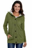 Fleece Hooded Gray Button Cardigan Sweater