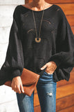Wave Hem Long Batwing Sleeve Hollow Out Elegant Sweater