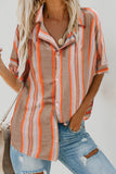 Button Striped Short Sleeves Shirt