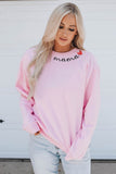 mama Heart Embroidery Decor Sweatshirt