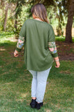 Plus Size Floral Patchwork Henley Top