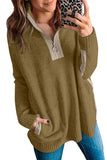 High Neck 1/4 Zip Pocketed Cozy Sweater