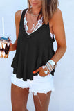 Solid V Neck Ruffle Tank