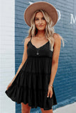 Spaghetti Straps Ruched Ruffled Mini Dress