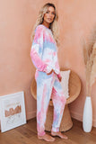 Shut-eye Pocketed Tie-dye Knit Hooded Joggers Set
