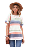 Striped Cotton Blend Short-sleeved Top
