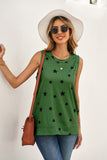 Star Print Knit Tank with Slits