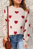 Heart Pattern Ribbed Trim Knit Sweater