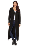 Khaki Open Front Knit Long Cardigan