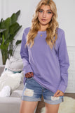 Solid Crew Neck Pullover Sweatshirt