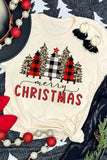 Christmas Plaid Leopard Tree Graphic Tee