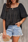 Lush Printed Balloon Sleeve Ruched Chiffon Top