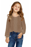 Swiss Dot Lace Splicing Long Sleeve Girl's Blouse